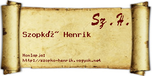 Szopkó Henrik névjegykártya